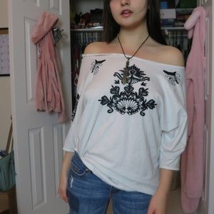 White off-shoulder shirt